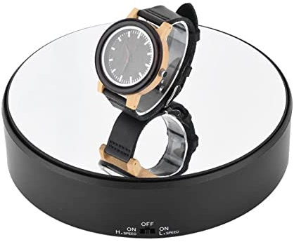Plateau Tournant, Plateau Tournant électrique Réglable 360 ​​° Support D'affichage Rotatif Surface de Miroir Socle Rotatif pour Collier Bracelet Bijoux Montre Téléphone