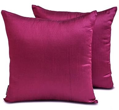 The HomeCentric Luxus Magenta Kissen Überzüge 2 Stück, 40x40 cm Kunstseide Kissen Schlicht und solide, Kissenhülle, Solide Kissen, Modern Kissen Überzüge - Magenta Luxury