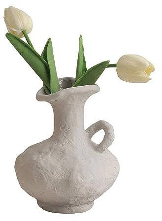 Handgemachte Keramik Kunst Vase Chubby Jar mit Einem Ohr Moderne Rustikale Bauernhof Dekor Blume Keramik für Eingang Bad Küche Büro Couchtisch