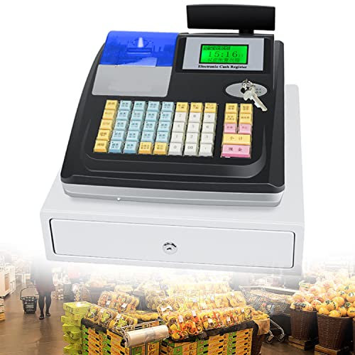 ZXSYYDS Elektronische Registrierkasse mit 48 Tasten,Digitale Registrierkasse mit 8 LEDs, LED-Anzeige,für Restaurants/Geschäftsgeschäfte,Black