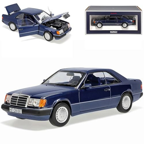 Mercedes-B E-Klasse 300 CE C124 Coupe Blau Metallic 1984-1997 1/18 Norev Modell Auto mit individiuellem Wunschkennzeichen
