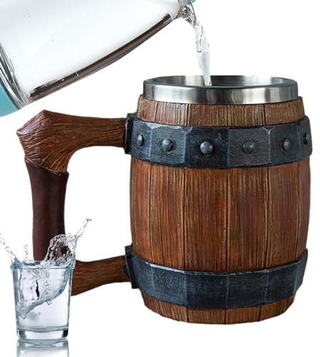 Taza De Cerveza, Jarra cerveza, Taza de cerveza grande de madera de roble, Taza de cerveza de madera de roble hecha a mano, Jarra Cerveza Madera, Pintada A Mano, Retro, De Resina, Taza De Cerveza