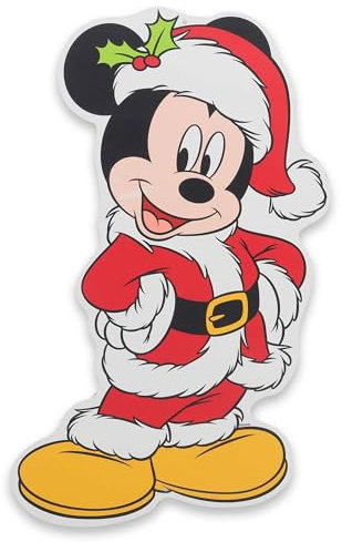 Disney Jolly Santa Mickey Mouse Metallschild – lustige Micky Maus Weihnachtsdekoration für Zuhause