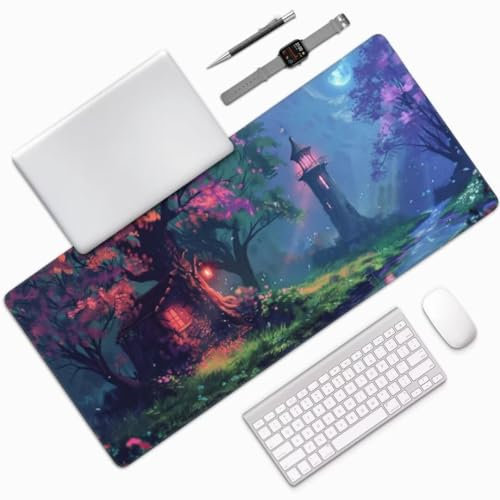 Fantasy Mouse Mat 27.5 X 11.8 Inch, Waterproof & Durable Forest Mouse Pad Extra Large Mouse Mat Desk Mat, Non-Slip Rubber Base Gaming Mouse Pad Mousepad for Home Office Accessories 700x300x3mm -MU585