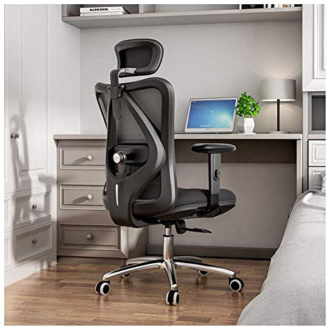 XAoSCd Bürosessel, Computerstuhl, Ergonomischer Stuhl, Heimbüro, Boss-Stuhl, Gaming-Stuhl, Rückenlehne, Drehstuhl, 130 ° Neigbar, 70 X 70 X 107–117 cm, Schwarz, Weich Und Bequem,Black