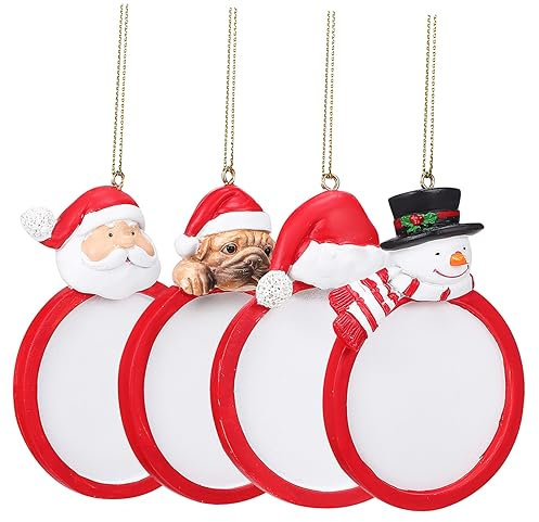 TOKIDNY 4stücke Teiliges Weihnachtsbaum Foto-Rahmen Ornament Aus Langlebigem Resin Vielseitige Weihnachtsdeko Für Baum Fenster Und Wände Einfache Aufhängung Verschiedene Designs