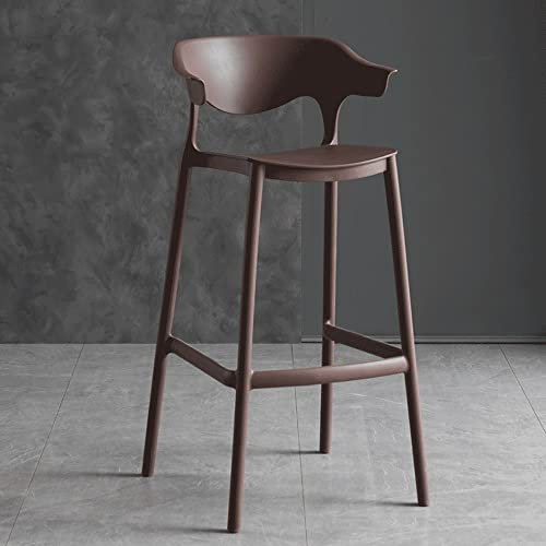 Moderner Barhocker mit Rückenlehne aus Kunststoff für Küche, Theke, stapelbar, Hochfußstuhl für Zuhause, Wohnzimmer, Garten, Kneipe, Outdoor, Braun, 75 cm, Thekenhöhe