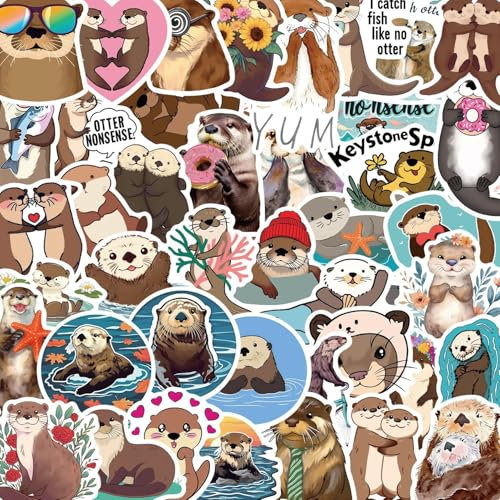 Otter Aufkleber für Laptop(50PCS),Geschenk für Kinder Jugendliche Erwachsene Jungen,Otter Wasserdicht Vinyl Aufkleber Stickers für Scrapbook,Skateboard,Auto,Gepäck