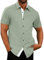 Meilicloth Herren Hemd Kurzarm Bügelfrei Freizeithemd Businesshemd Kurzärmliges Sommerhemd Herrenhemden Kurz Casual Regular Fit Kurzarmhemd Bügelleichte Faltenfrei Männer Modern Slim Fit Grün 3XL