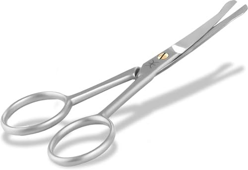 Fellschere Pfotenschere mit einseitiger gebogener Schnittfläche und Mikroverzahnung Haarschere zur Pfotenpflege von Hunden & Katzen 10,5 cm