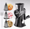 Rotating Cheese Grater, Stainless Steel Cheese Grater with 3 Slicer Heads and Stand Comes with Brush for Parmesan, Vegetables, Chocolate, Nuts, Garlic, Ginger (Black)