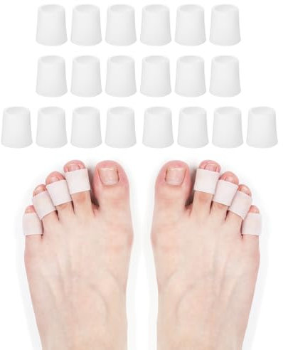 20 Pcs Silicone Toe Sleeves Protectors Breathable Pinky Toe Covers Soft Toe Covers Corn Pads Toe Tube Cushions for Women Men Pain Relief Rubbing Corns Calluses Blister Bunion Hammertoe