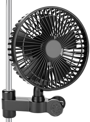SKUTZTEK Grow Ventilatore con Clip, 4 Livelli di Velocità, Classe di Protezione IP-44, Motore EC, Ventilatore Oscillante a Morsetto per Growbox/Tenda, Potenza 10W