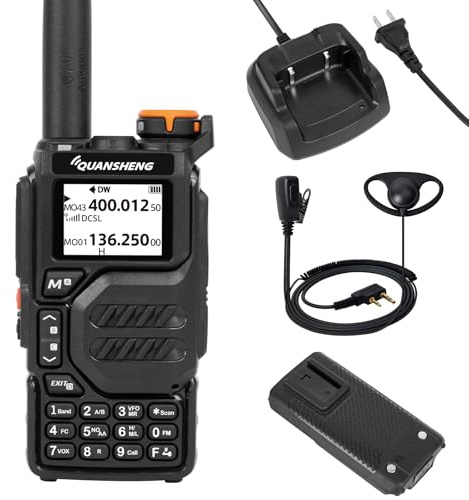 QUANSHENG UV-K6 Funkgerät 5W Walkie Talkie großer Reichweite Wiederaufladbare Handfunkgerät für Erwachsene Polizei Radio mit FM, NOAA, Typ-C Ladung, 200 Kanäle (Schwarz mit D01CK)