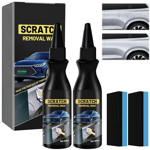 Scratch Remover Wax, Auto Kratzer Entferner, Kratzerentferner Autolack, Politur Auto Kratzer Entfernen Mit Schwamm, Autokratzer Reparatur Paste für Auto Verschiedene Oberflächen(2 PCS)