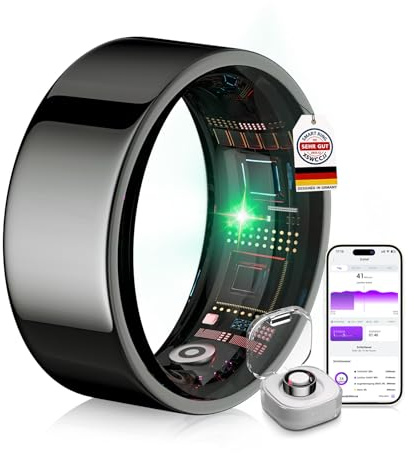 XSWCCJJ 6.0 Smart Ring & Inklusive Ladefach【Branchen Nr.1 – 0 Messfehler】 2025 Fitness Tracker für Sleep Tracking Wearable, SpO2, Smartring für Android & iOS Black 8#