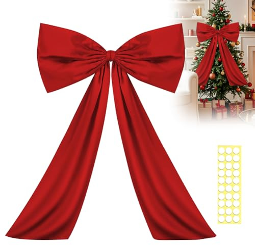 FARYODI Große Satinschleife 60 x 90cm, Groß Schleife Deko, Exquisit Satinschleifen Grosse für Party, Hochzeit, Wand, Heim Dekoration (Rot)