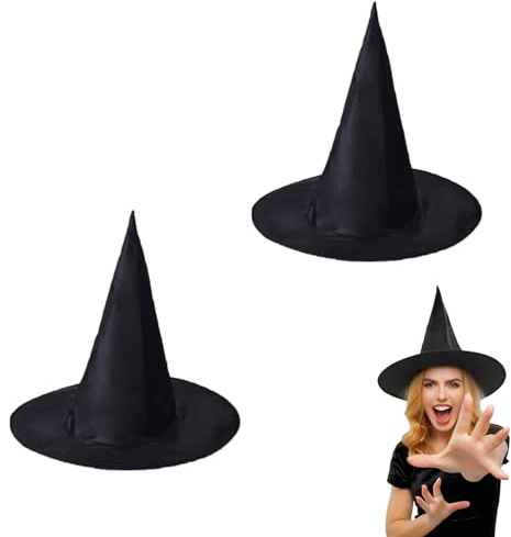 AYZDJ 2 Stück Hexenhut Für Erwachsene, Schwarzer Hexenhut, Halloween-Kostüm, Zubehör Für Partys