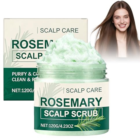 KUIRUNRX® Gommage du cuir chevelu, Shampooing Gommage à la Romarin, Traitement du cuir chevelu nettoyant et nourrissant, Élimine les résidus et les impuretés, 120 g