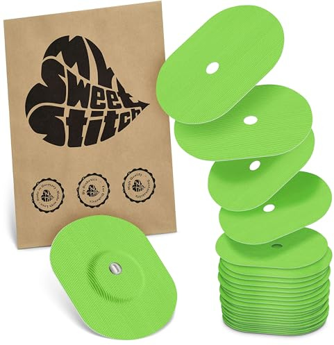 MySweetStitch 25 Fixierpflaster für FreeStyle Libre 3/3 Plus oval Lime | Hilft gegen vorzeitiges Ablösen, wasserfest und schnell trocknend, hautfreundlich, bis zu 15 Tage Halt