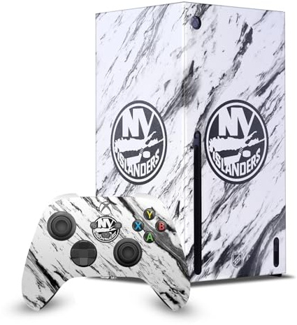 Head Case Designs Officially Licensed NHL Marble New York Islanders Game Console Wrap and Game Controller Skin Bundle Compatible With Xbox Series X