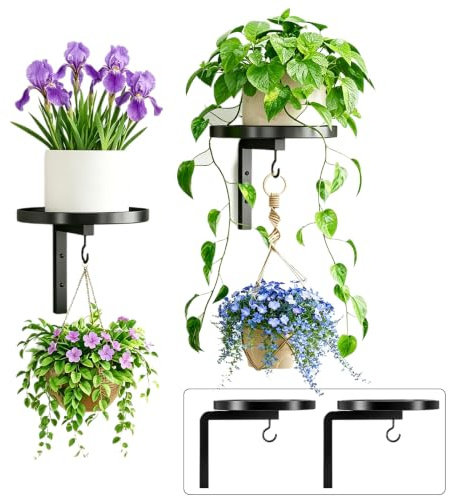 2 Piezas soporte para plantas interior Soporte Macetas Pared de Metal | Estanteria Soporte Plantas de Pared Ganchos Negro Adecuado para Colgar Floreros en Salones Interiores etc diseño ahorra