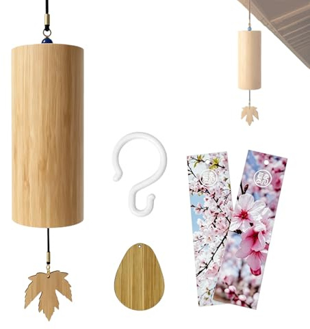 Carillon éolien en Bambou Zen - Sonore apaisant pour la méditation, Le Yoga, Le Jardinage et Moments de détente | Design Japonais inspiré, Accord de Printemps Frais