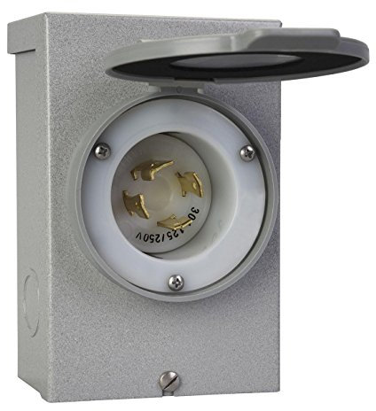 RELIANCE CONTROLS Generators Up to 7.500 Running Watts PB30 30-Amp NEMA 3R Power Inlet Box, Gray