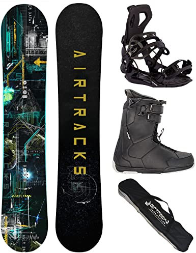 Airtracks Herren Snowboard Set Board Data Wide Freestyle Freeride 164 - Softbindung Master - Softboots Master QL 44 - SB Bag