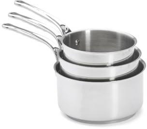 De Buyer - Lot de 3 casseroles en inox MILADY - 16/18/20 cm - Fabriquées en France, Sans PFAS, Inox 18/10 Performant et Résistant, Fond Sandwich, Tous Feux + Four, Finition Poli Brillant