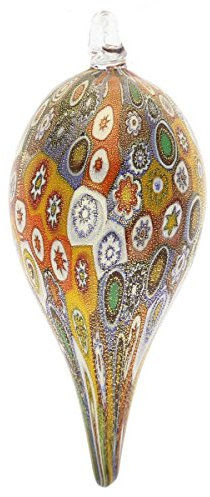 Murano Glas Eiszapfen Christbaumkugel - Gold Millefiori