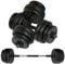 Vinyl Dumbbell Set Adjustable Free Weights 50KG Set Weight Lifting for Home Gym Fitness Training Workout Exercise Equipment Bodybuilding Weight Plates 2 x Barbells 4 x Spin-lock Collars & Barbell Link