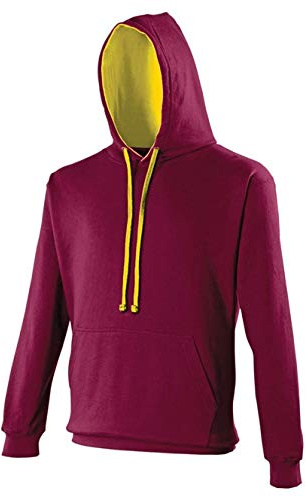 AWDis Men's Varsity Hoodie, Multicoloured (Burgundy/Gold), Medium
