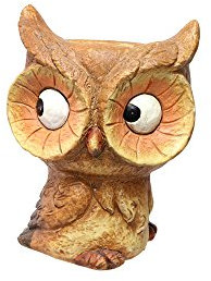 HAPPY GREEN 46378 Cache-Pot Hibou Résine Marron 30 x 25 x 10 cm