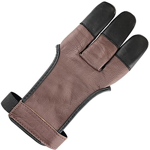longbowmaker Traditioneller Schießhandschuh 3 Finger Leder Bogenschießen Handschuhe Fingerschutz AG31XL