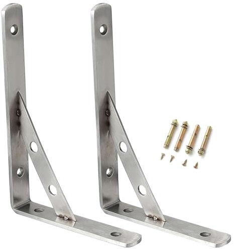 Soporte para Estante - Soporte de Angulo para de Acero Inoxidable, Soporte de Esquina 90 Grados Marco de Pared (2 Pcs, 200 * 140mm)