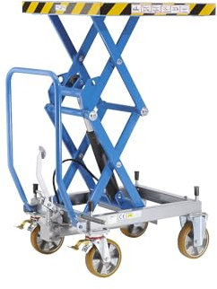 eurokraft pro | Piano di sollevamento a pantografo doppio | portata 1000 kg | campo di sollevamento 470-1400 mm | ruote in poliuretano