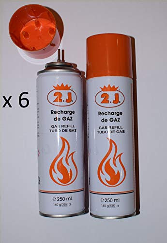 2J Lot de 6 recharges de gaz pour Briquet, Allume gaz.