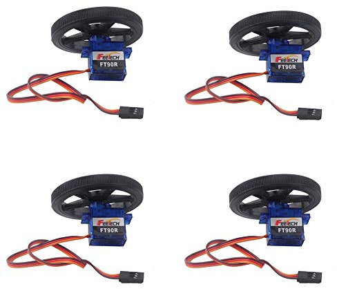Stemedu 4PCS FT90R Micro Servo RC Servos Numériques 360 Degrés Rotation Continue 6V 1.5KG PWM pour RC Robot Voiture Bateau