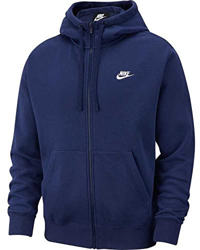 Nike Herren Hoodie mit Durchgehendem Reißverschluss Sportswear Club Fleece, Midnight Navy/Midnight Navy/White, 3XL, BV2645-410