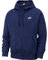 Nike Herren Hoodie mit Durchgehendem Reißverschluss Sportswear Club Fleece, Midnight Navy/Midnight Navy/White, 3XL, BV2645-410