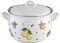 RIESS 0164-068 Fleischtopf mit Deckel 16, COUNTRY - FRUIT GARDEN, Durchmesser 16 cm, Inhalt 1,5 Liter, Höhe 16 cm, Emaille, weiß mit Fruchtdekor, Induktion