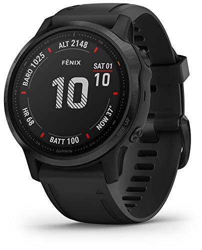 Garmin Fenix 6S Pro, Premium Multisport GPS Watch, Smaller-Sized, Features Mapping, Music, Grade-Adjusted Pace Guidance and Pulse Ox Sensors, Black