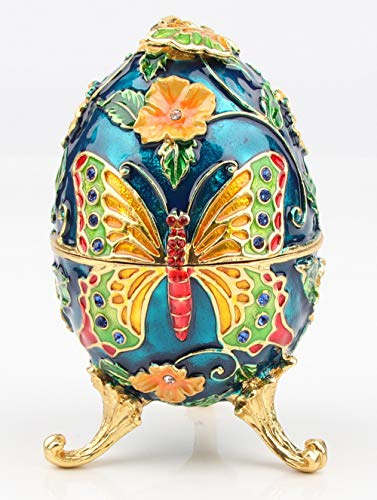 SEVENBEES Schmuckkästchen, handbemalt, dekoratives Fabergé-Ei, aufklappbar, Geschenk für Heimdekoration