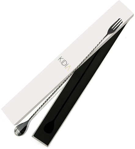 Kidia, Bar Spoon 40 cm Cucchiaio da Cocktail in Acciaio Inossidabile per Barman Professionale, Trident