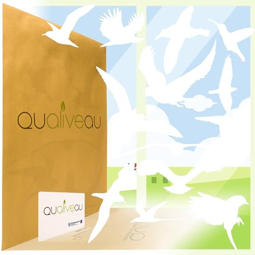 Qualiveau® 12-30cm Große Fensterbilder Aufkleber zum Schutz vor Vogelschlag, Komplettset mit Verklebehilfe, Weiß