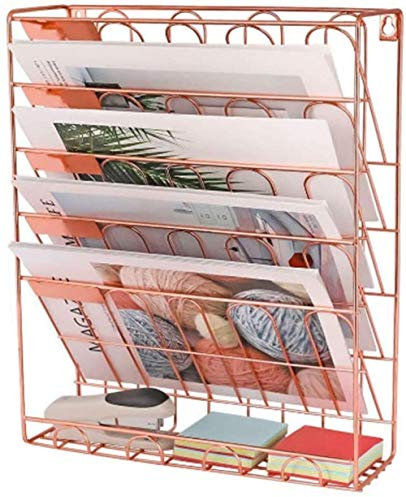 Der Dokumentenhalter inklusive Wandhalterung dient als Dokumentenablage Zeitschriftensammler Organisationssystem und Prospekthalter Gold-Pink Uptodate