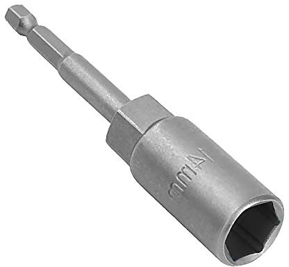 1 x Steckschlüsseleinsatz, 80 mm Länge, 6,35 mm Sechskantschaft, Bit-Stecknuss für Bohrer, Steckschlüssel und Schlag-Steckschlüssel-Adapter (19 mm)