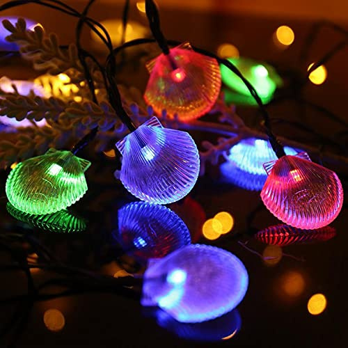 EONANT Solar Shell Lichterkette, 16 Fuß mit 20 LED Innen- und Außenmuschel Lichterketten, süße Strandlichter, verwendet für Party Hochzeit Garten Veranda Weihnachtsdekoration (Mehrfarbig)