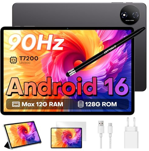 TECLAST P50T Android 16 Tablet 11 Pollici con custodia+penna, 128GB+5TB TF, 90Hz Display, 2GHz Octa Core, Gemini AI, 2.4G+5G WiFi, 13MP+5MP Camera/Widevine L1/7000mAh/GPS/BT5/OTG-2026